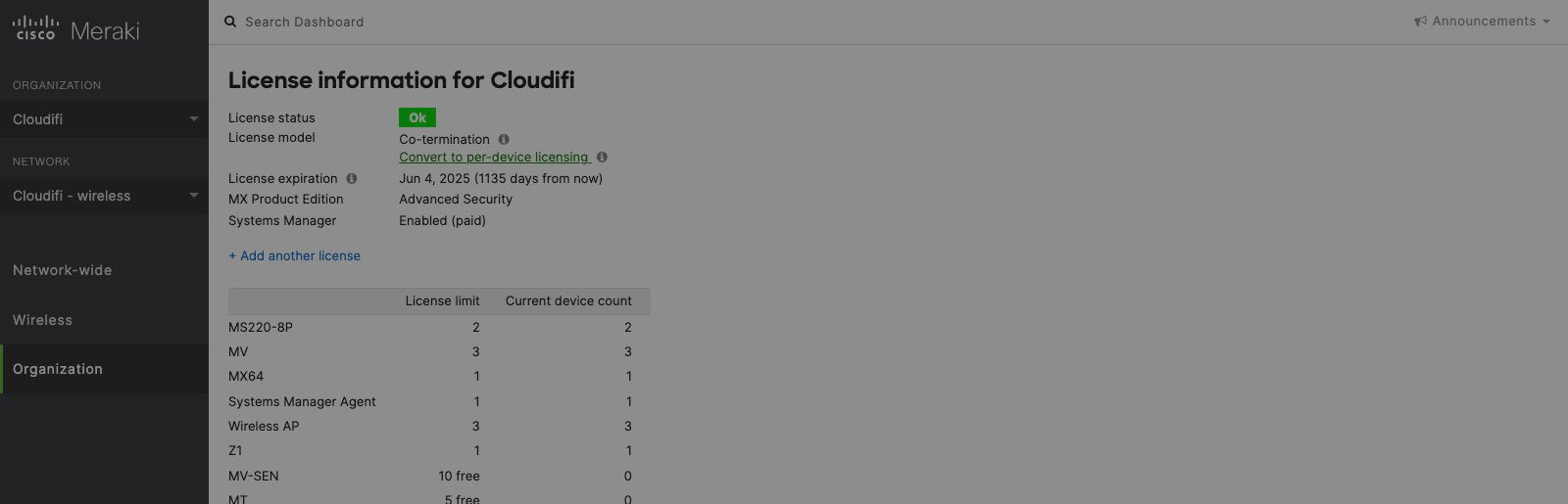 Meraki Licensing